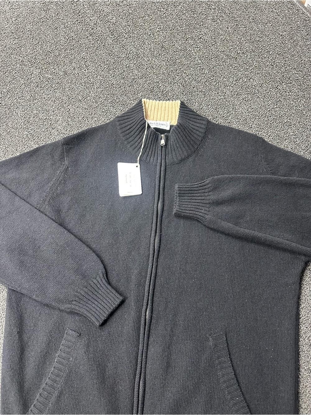 Bullock & Jones Full Zip 100% Lambs Wool Sweater Made In Italy Mens 52 (L)- NWT